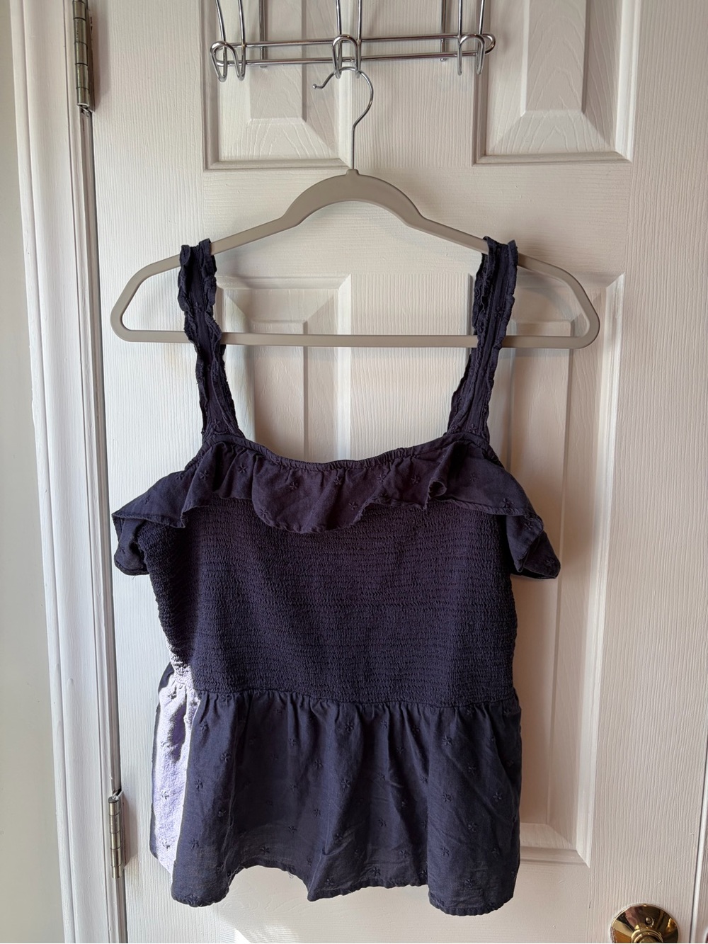 Old Navy Navy Smocked Ruffle Peplum Cami Top
